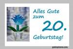 Karte-zum-20.-Geburtstag-Blume-türkis