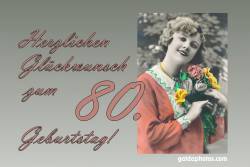 80. Geburtstag Frau Blumenstrauß Antik